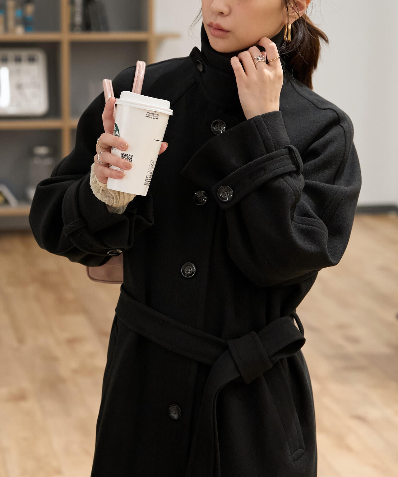 2wayステンカラーロングコート