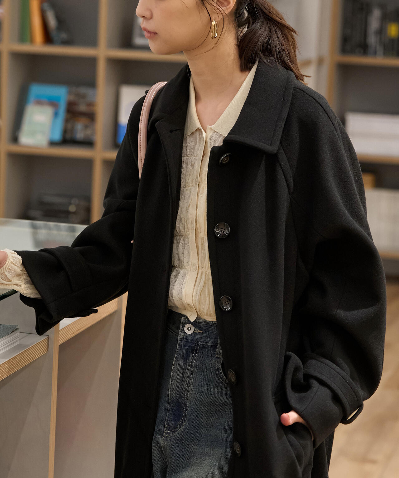 2wayステンカラーロングコート