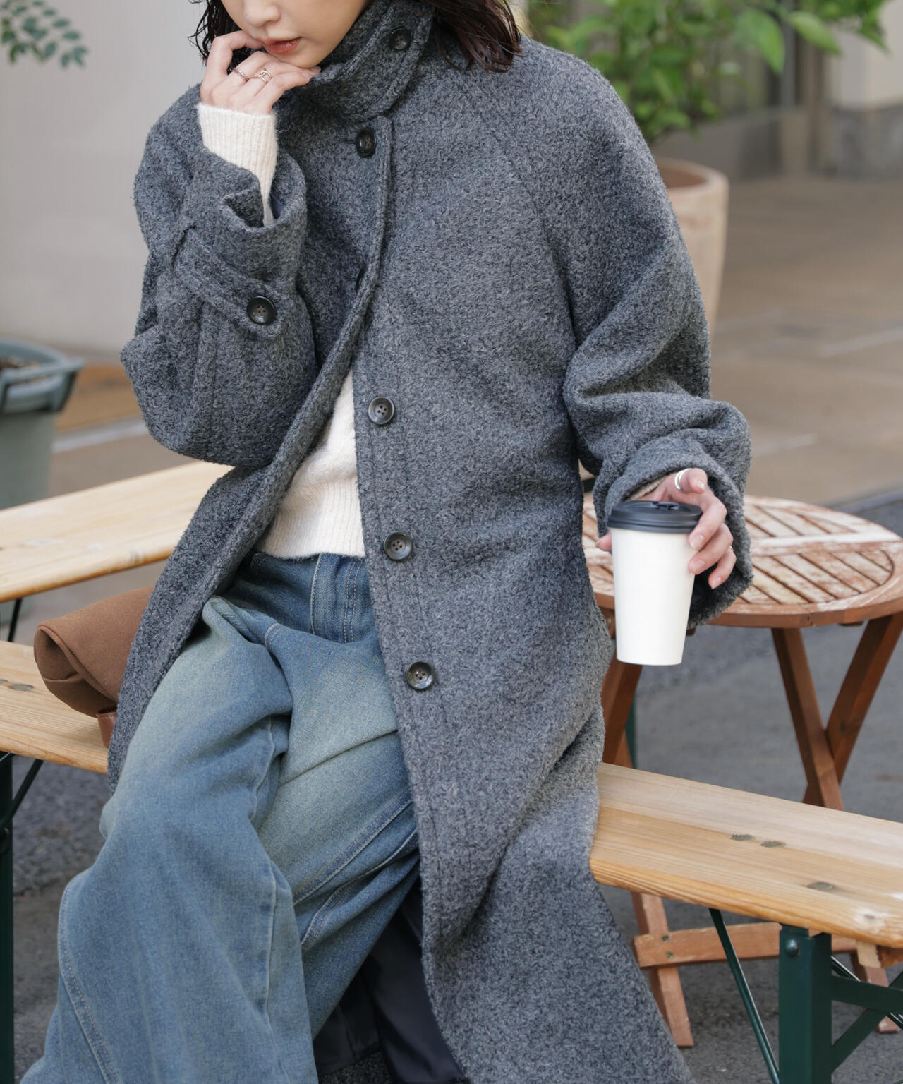 2wayステンカラーロングコート