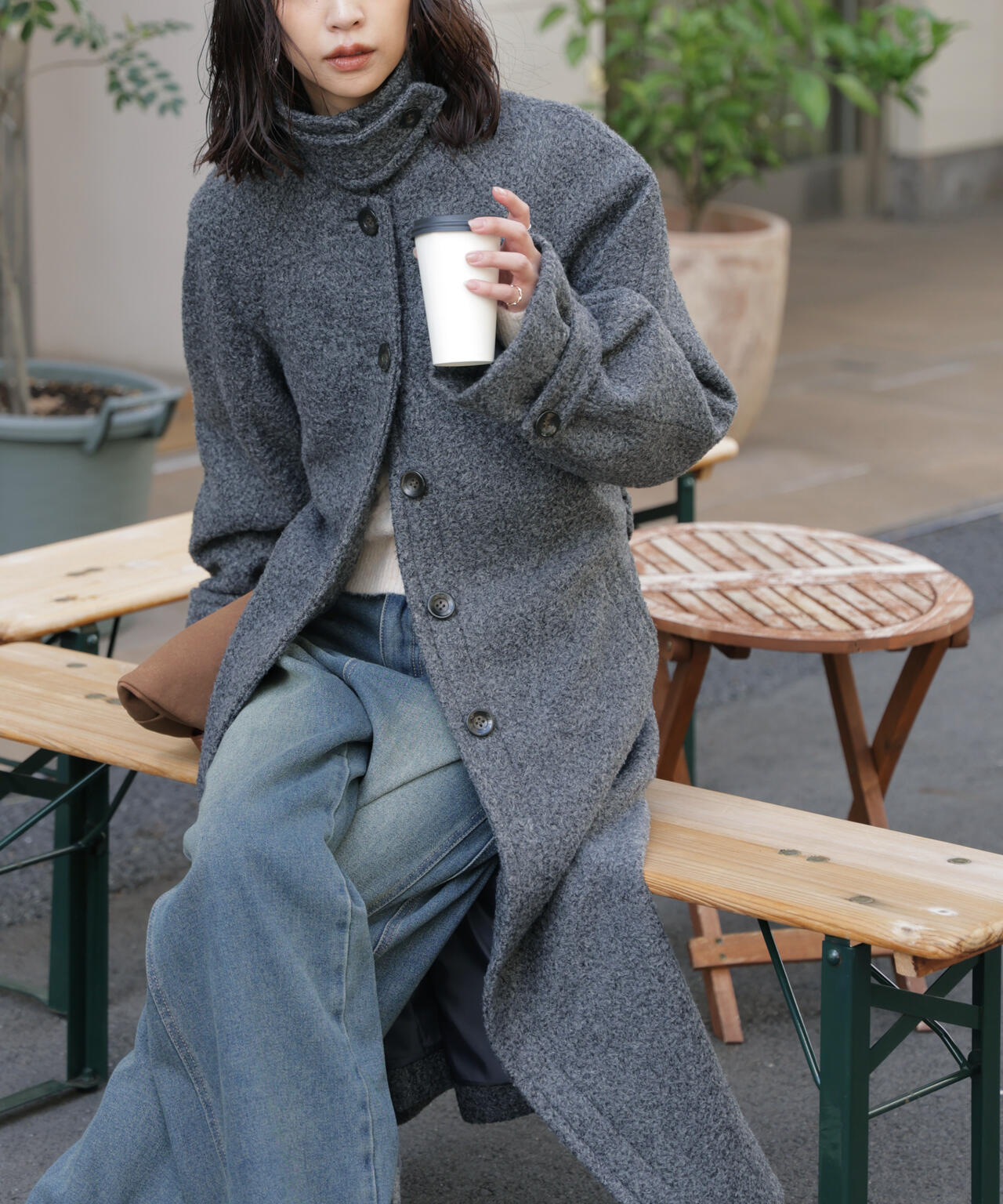 2wayステンカラーロングコート