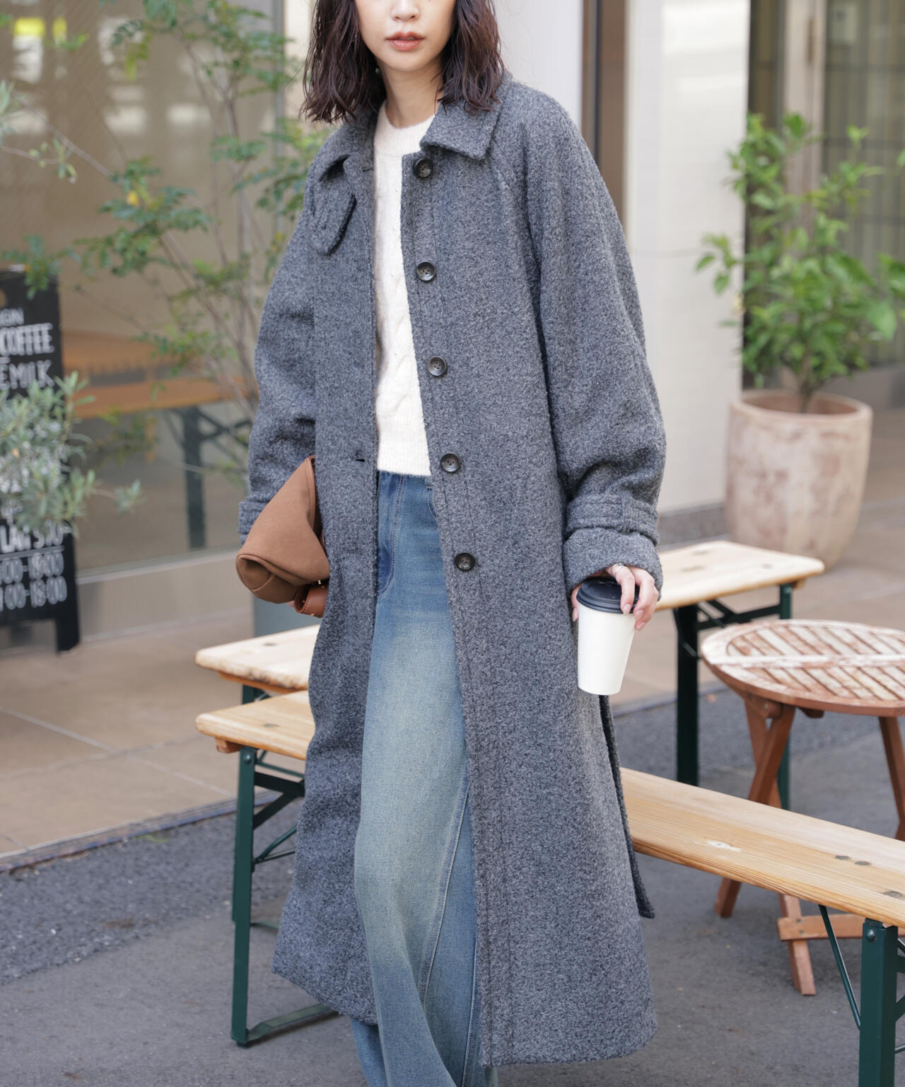 2wayステンカラーロングコート