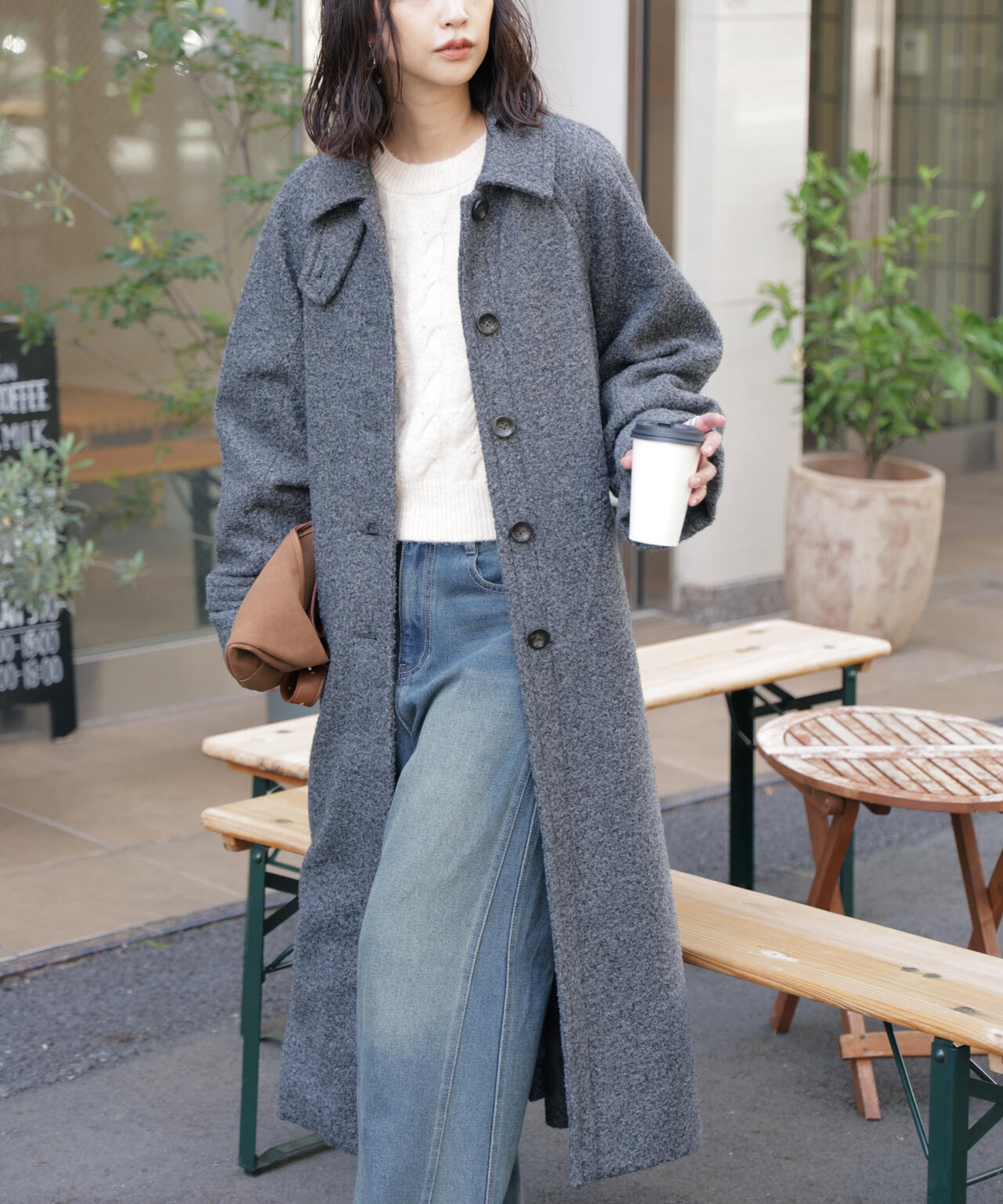 2wayステンカラーロングコート