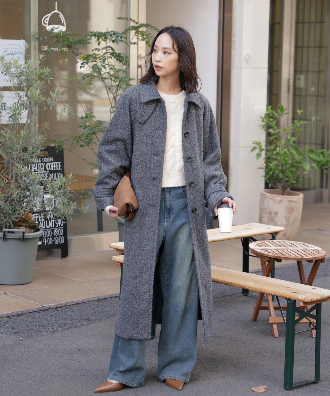 2wayステンカラーロングコート