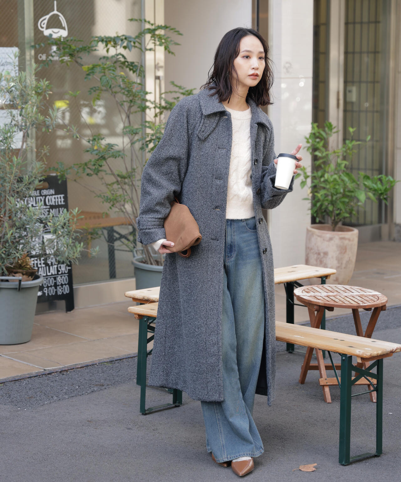 2wayステンカラーロングコート