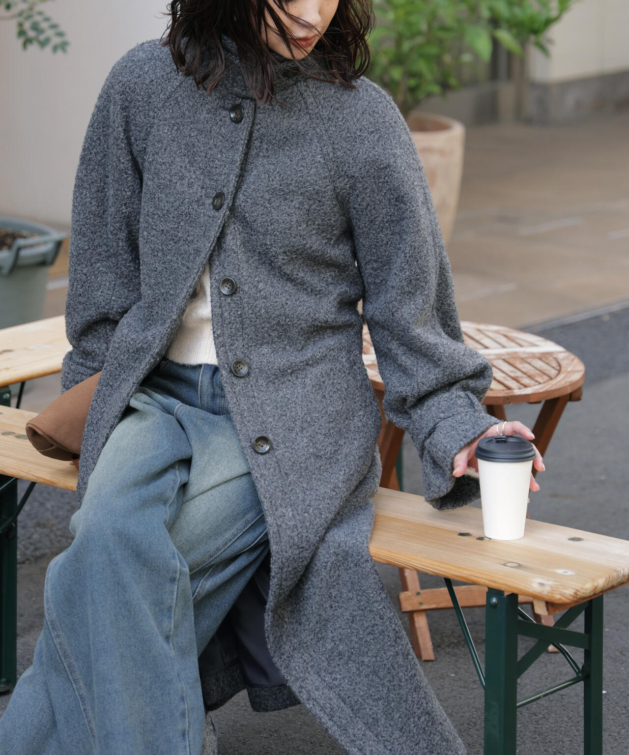 2wayステンカラーロングコート