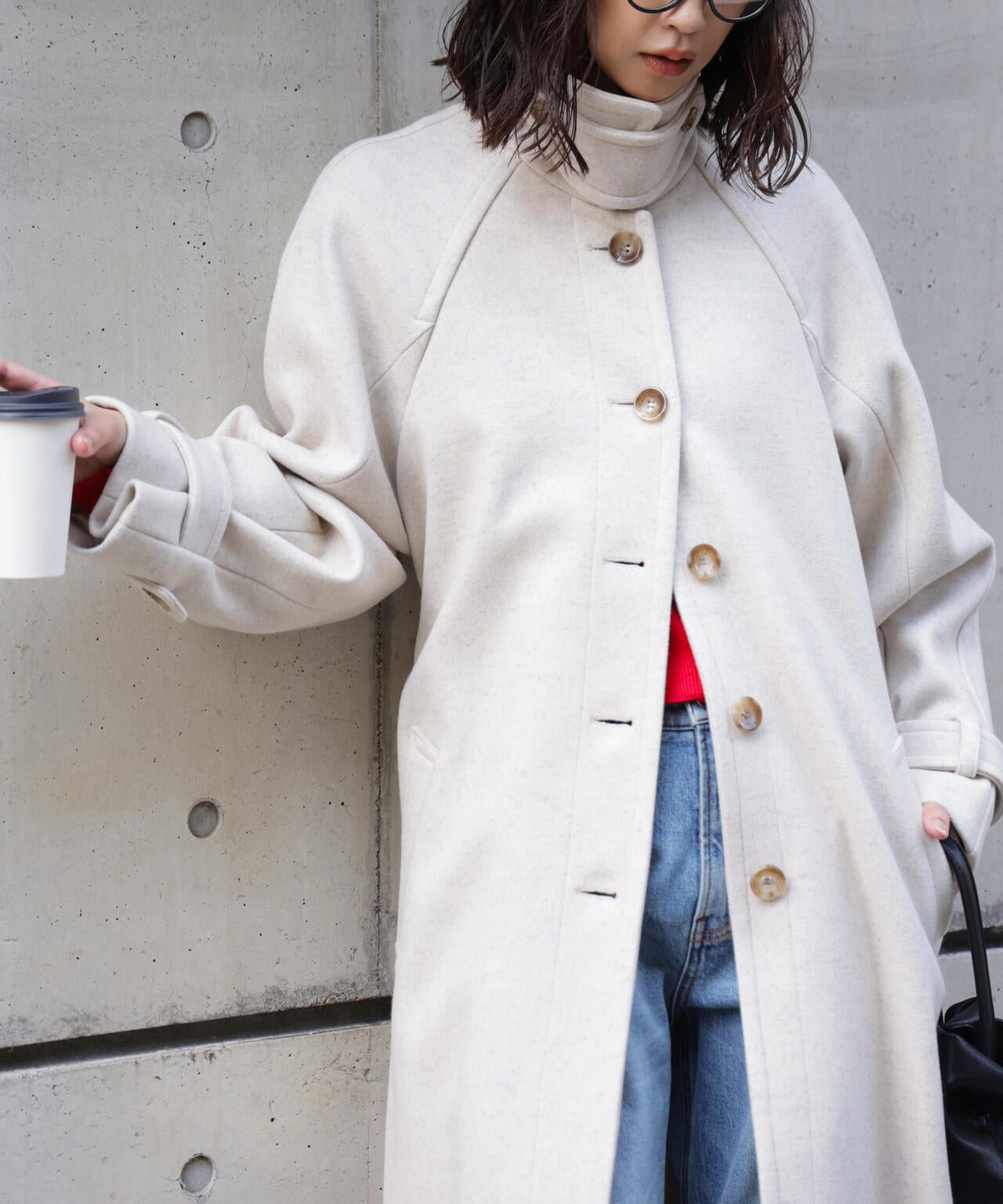 2wayステンカラーロングコート