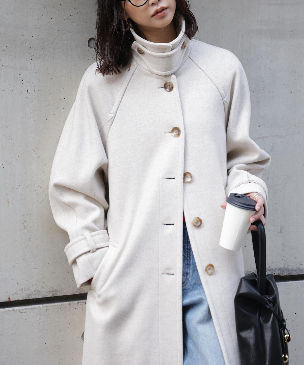 2wayステンカラーロングコート