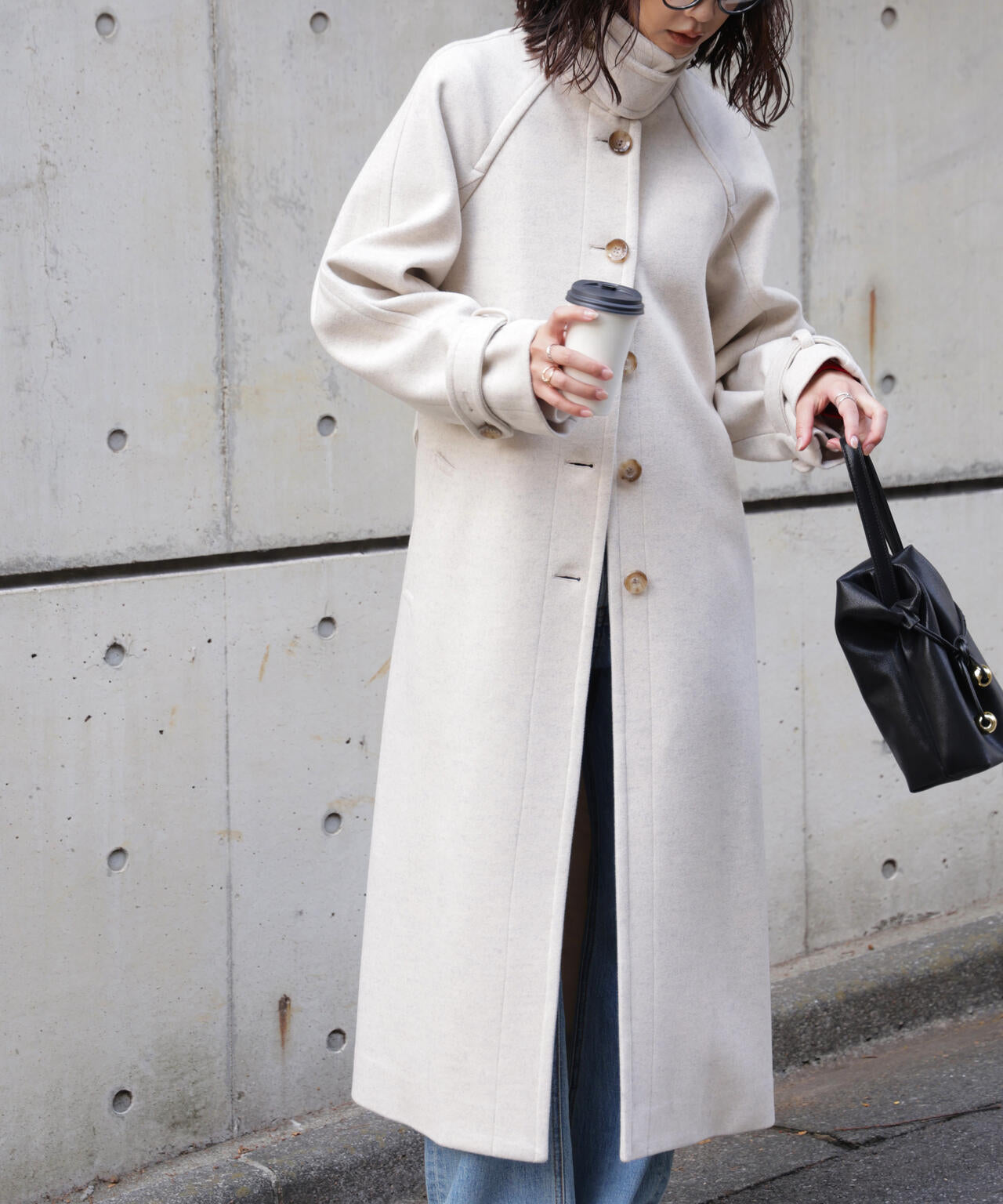 2wayステンカラーロングコート