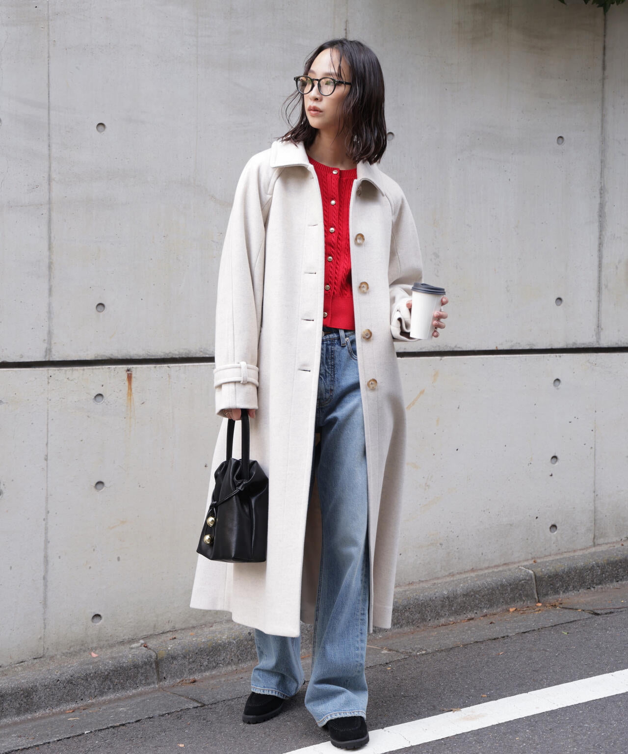 2wayステンカラーロングコート