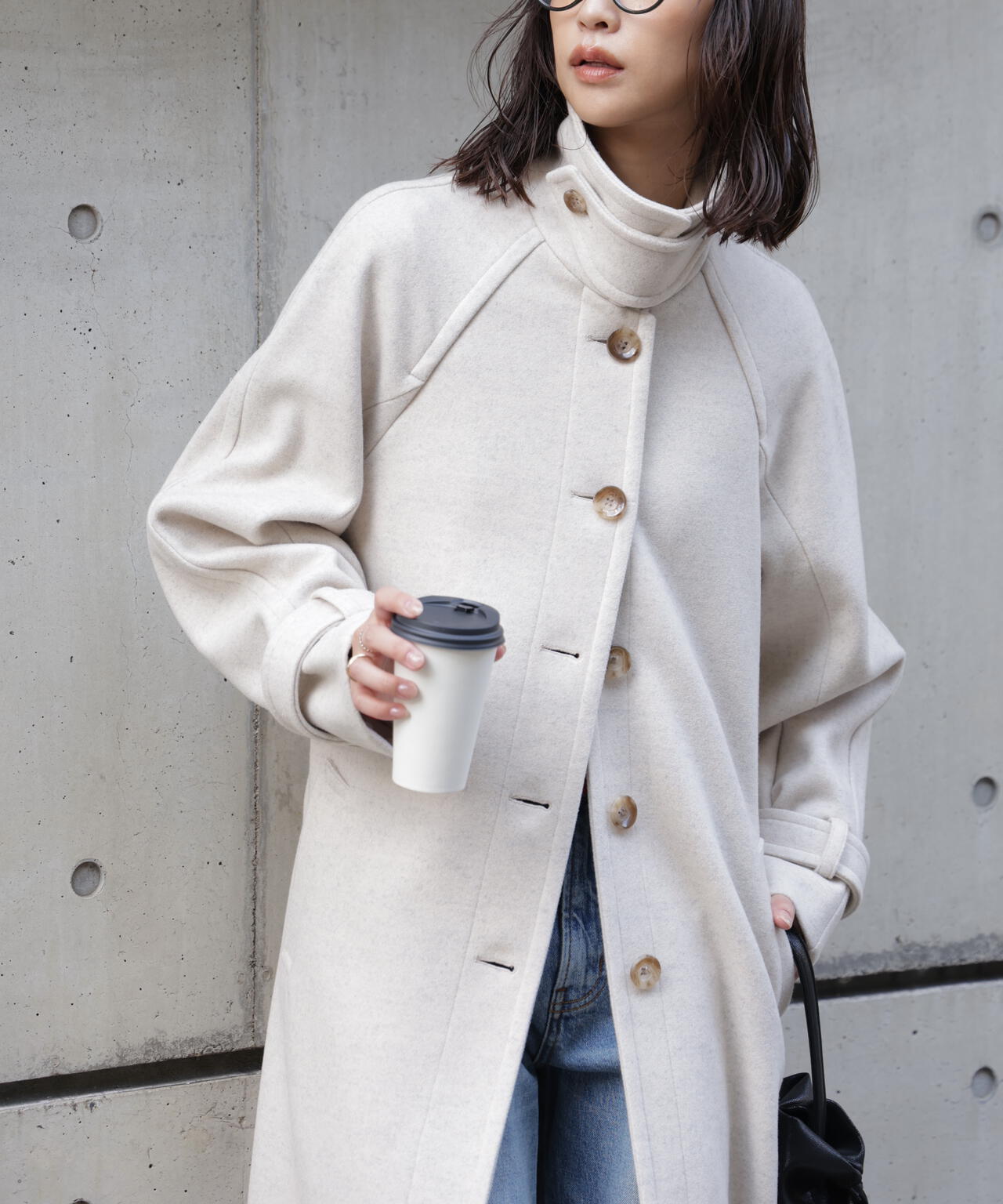 2wayステンカラーロングコート