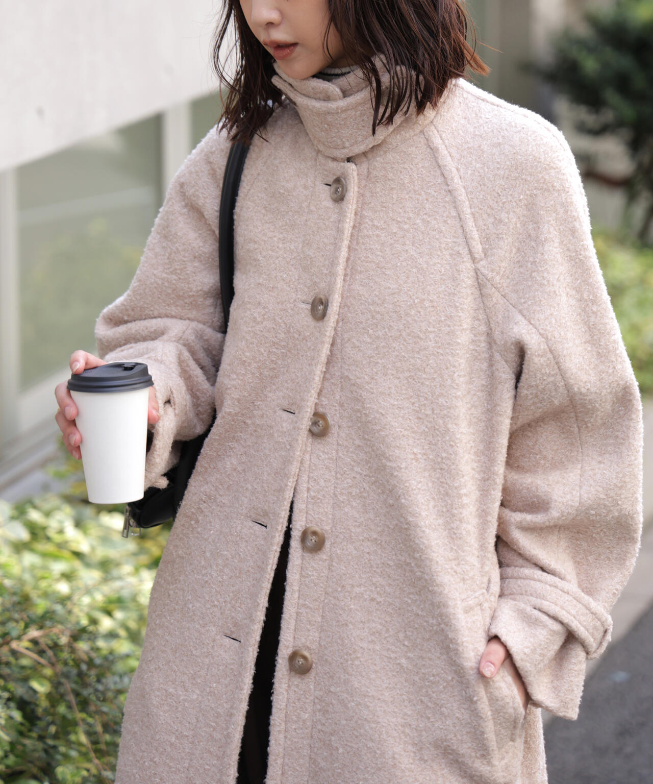 2wayステンカラーロングコート