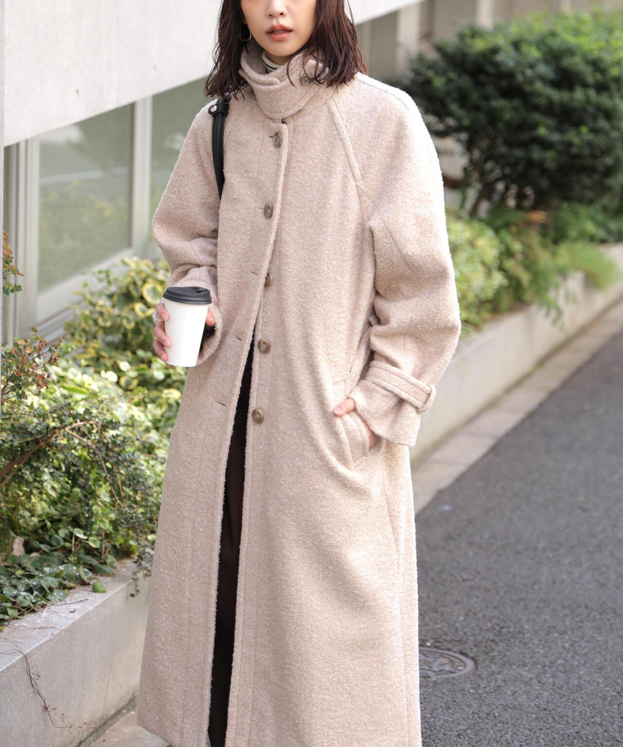 2wayステンカラーロングコート