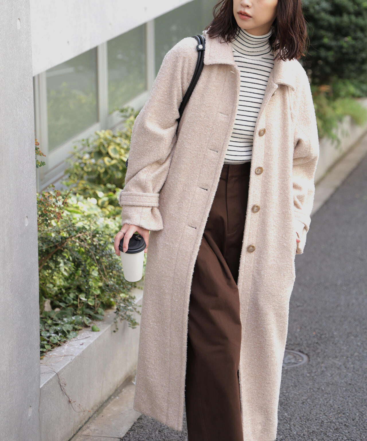 2wayステンカラーロングコート