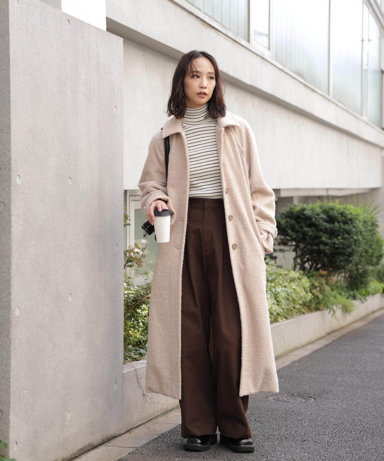 2wayステンカラーロングコート