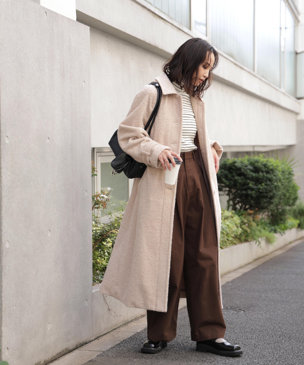 2wayステンカラーロングコート