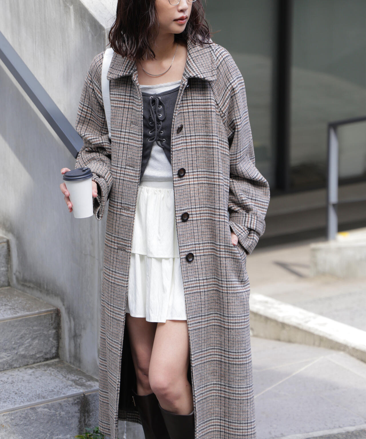 2wayステンカラーロングコート