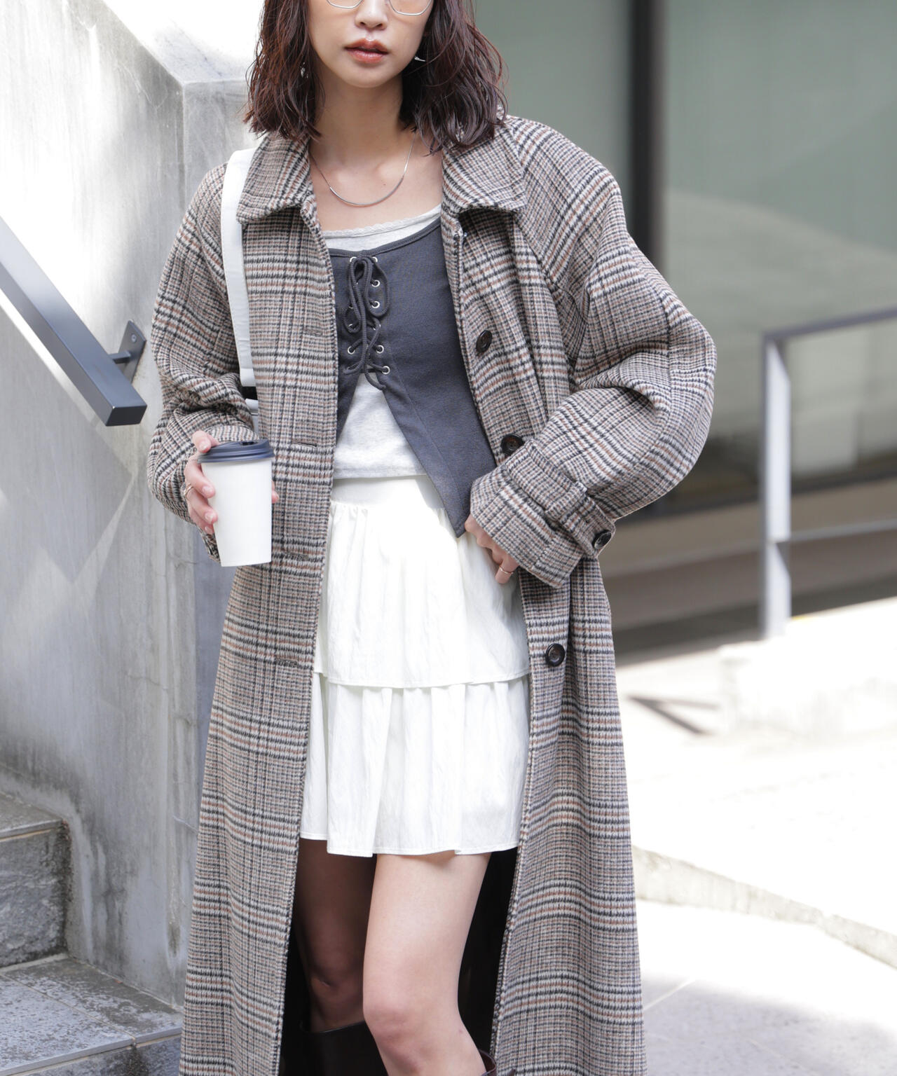 2wayステンカラーロングコート