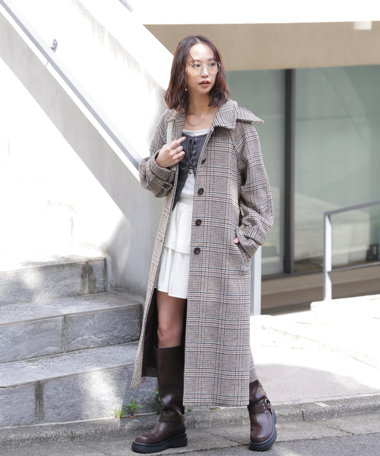 2wayステンカラーロングコート