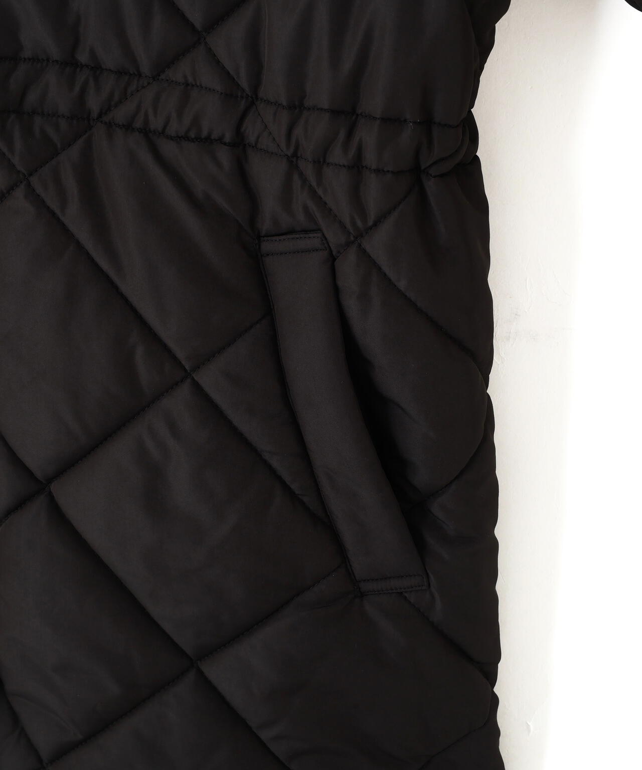 ウエストドロストキルティングコート