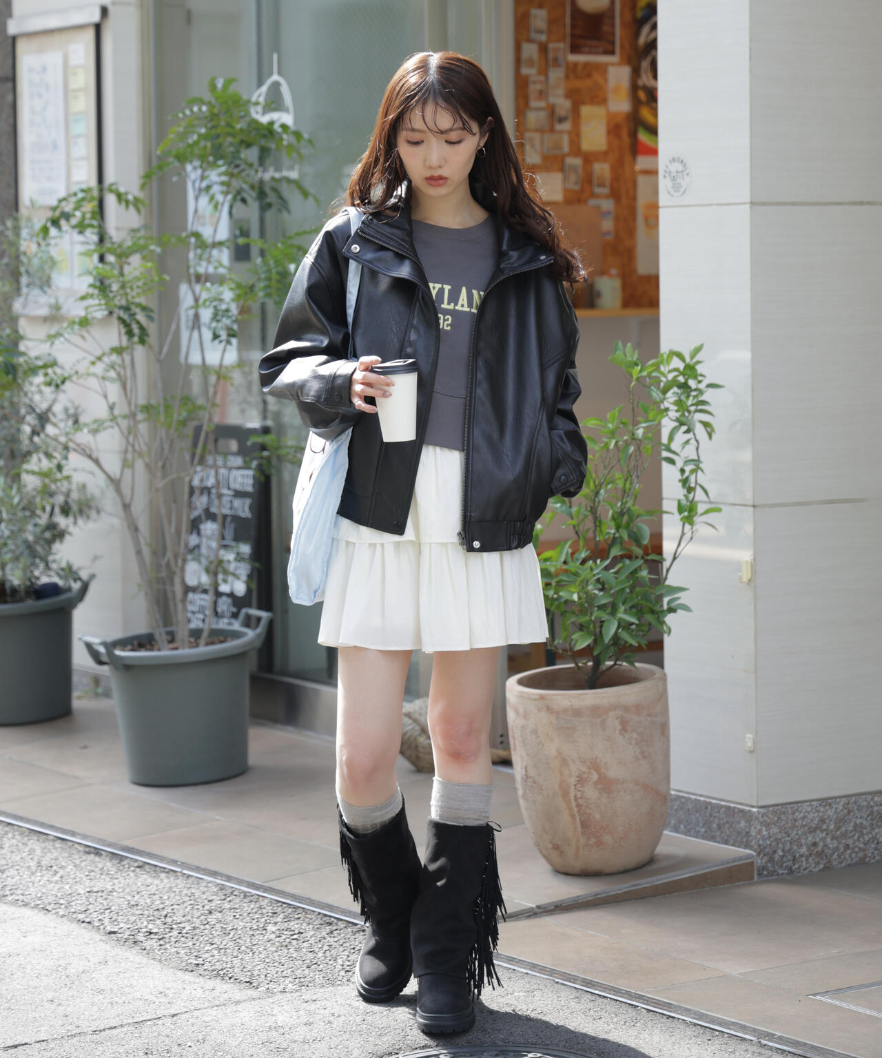 スタンド合皮ブルゾン