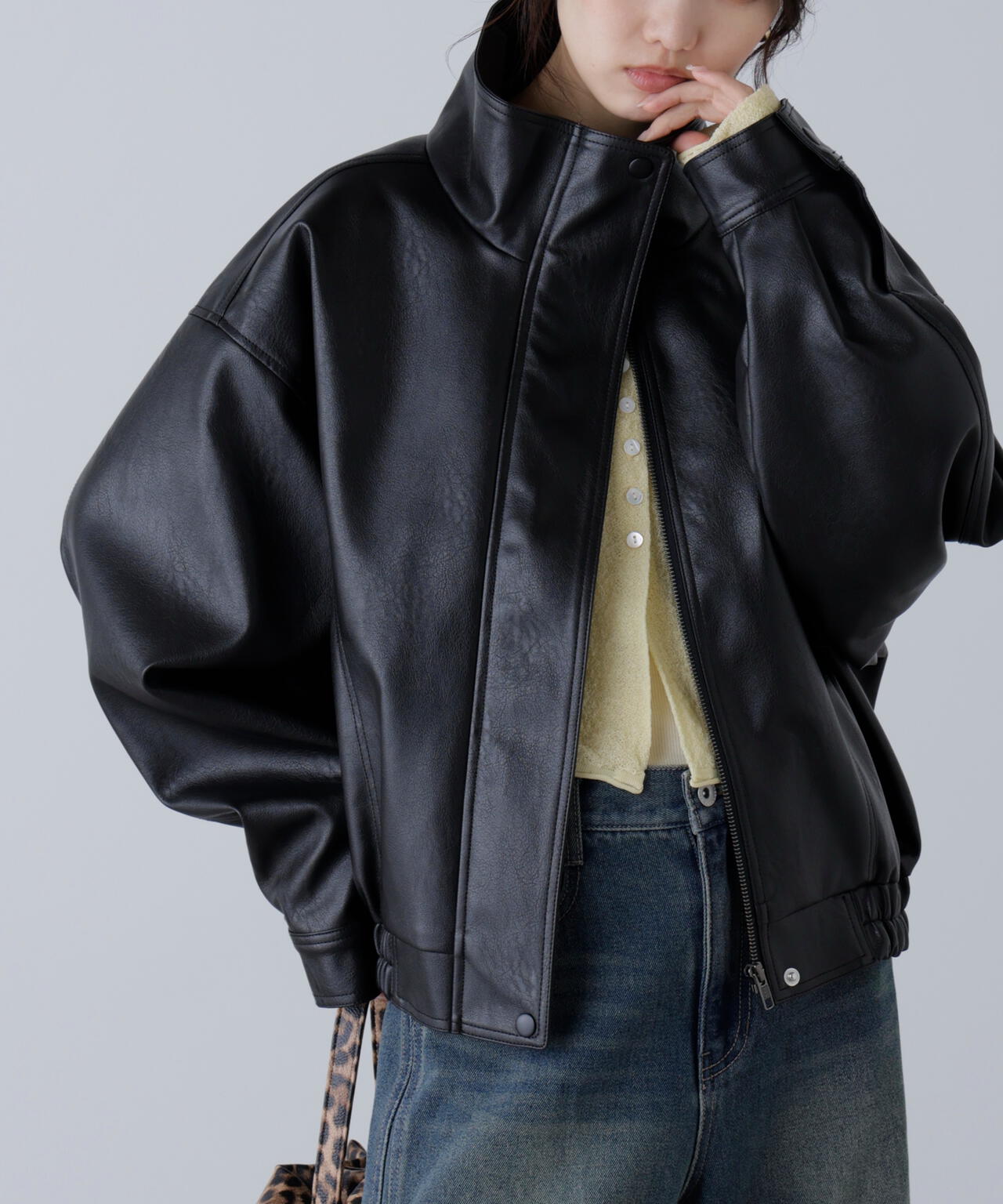 スタンド合皮ブルゾン