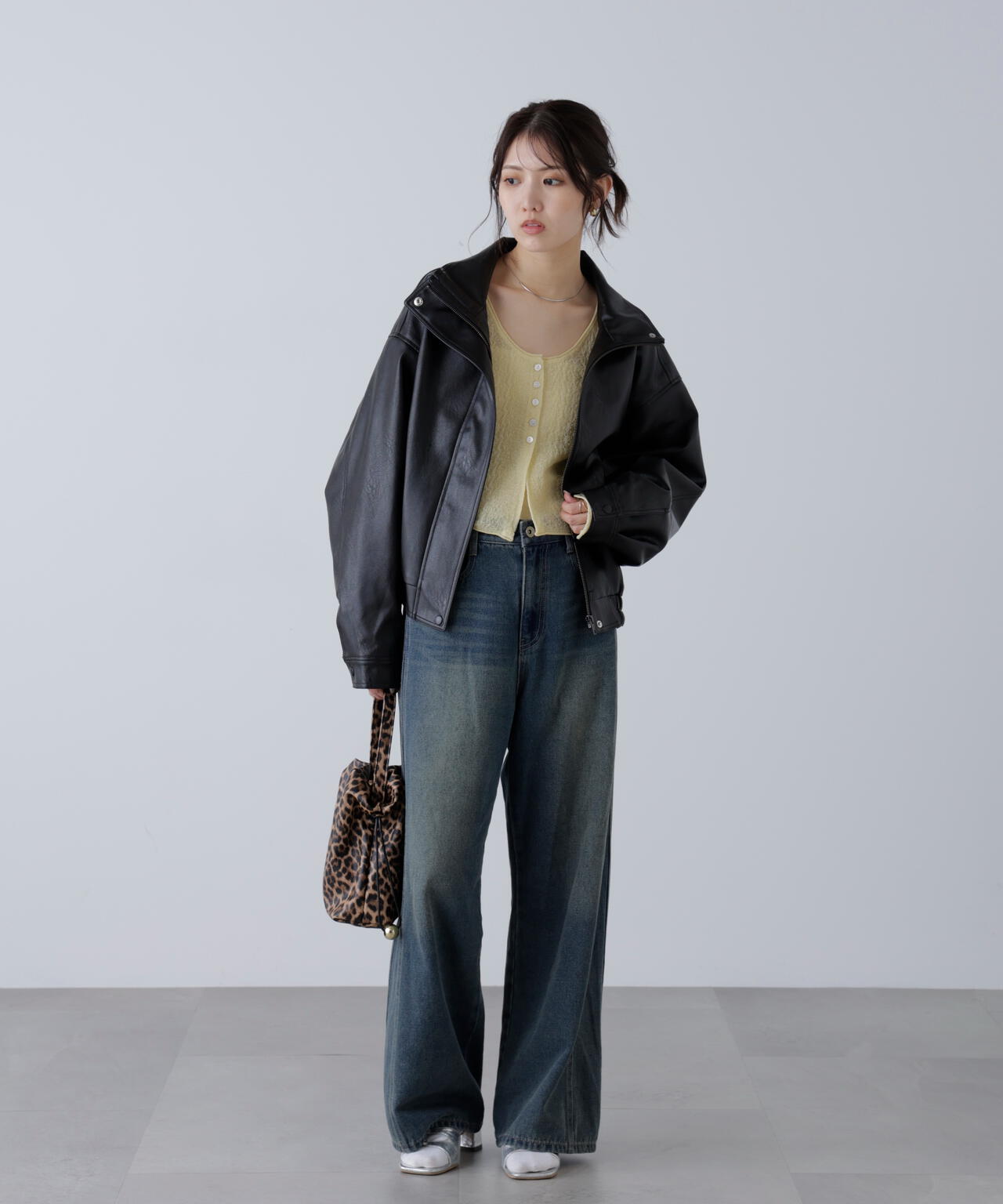 スタンド合皮ブルゾン