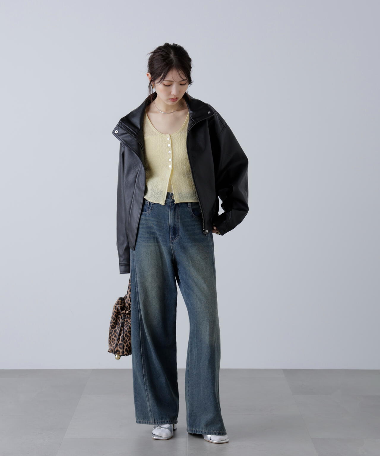 スタンド合皮ブルゾン