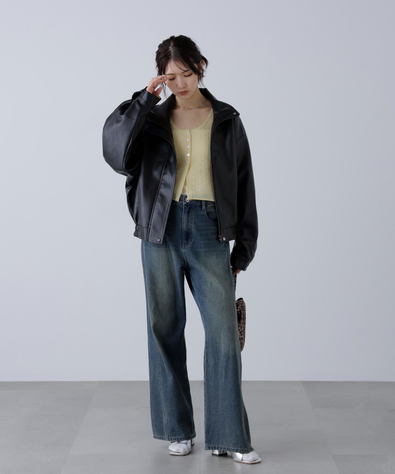 スタンド合皮ブルゾン