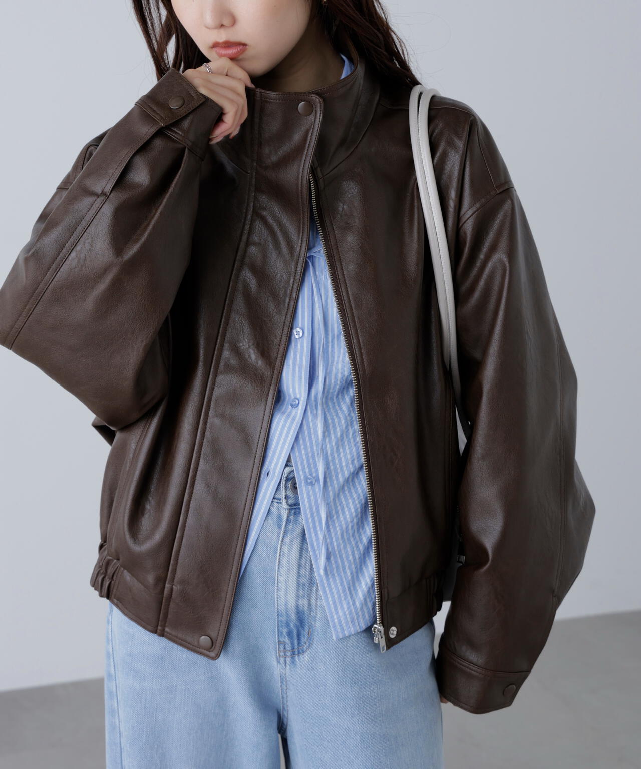 スタンド合皮ブルゾン