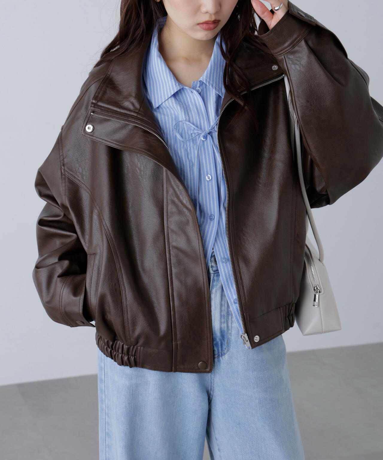 スタンド合皮ブルゾン