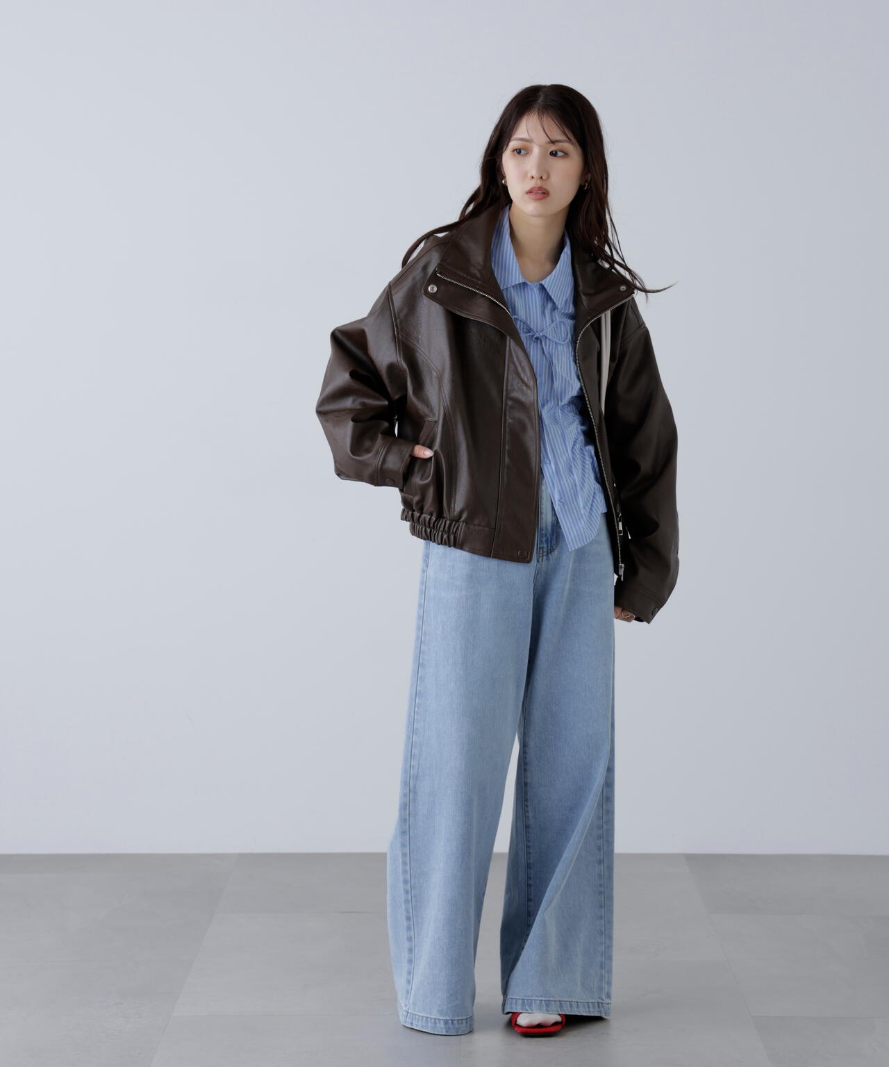 スタンド合皮ブルゾン