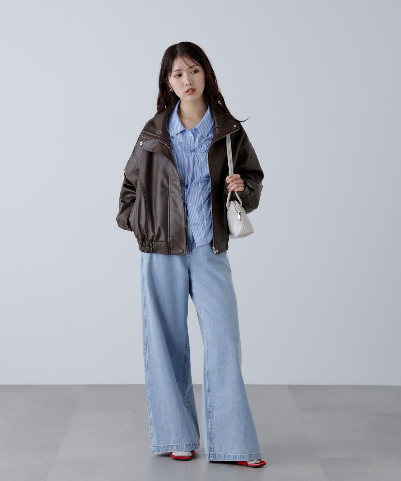 スタンド合皮ブルゾン