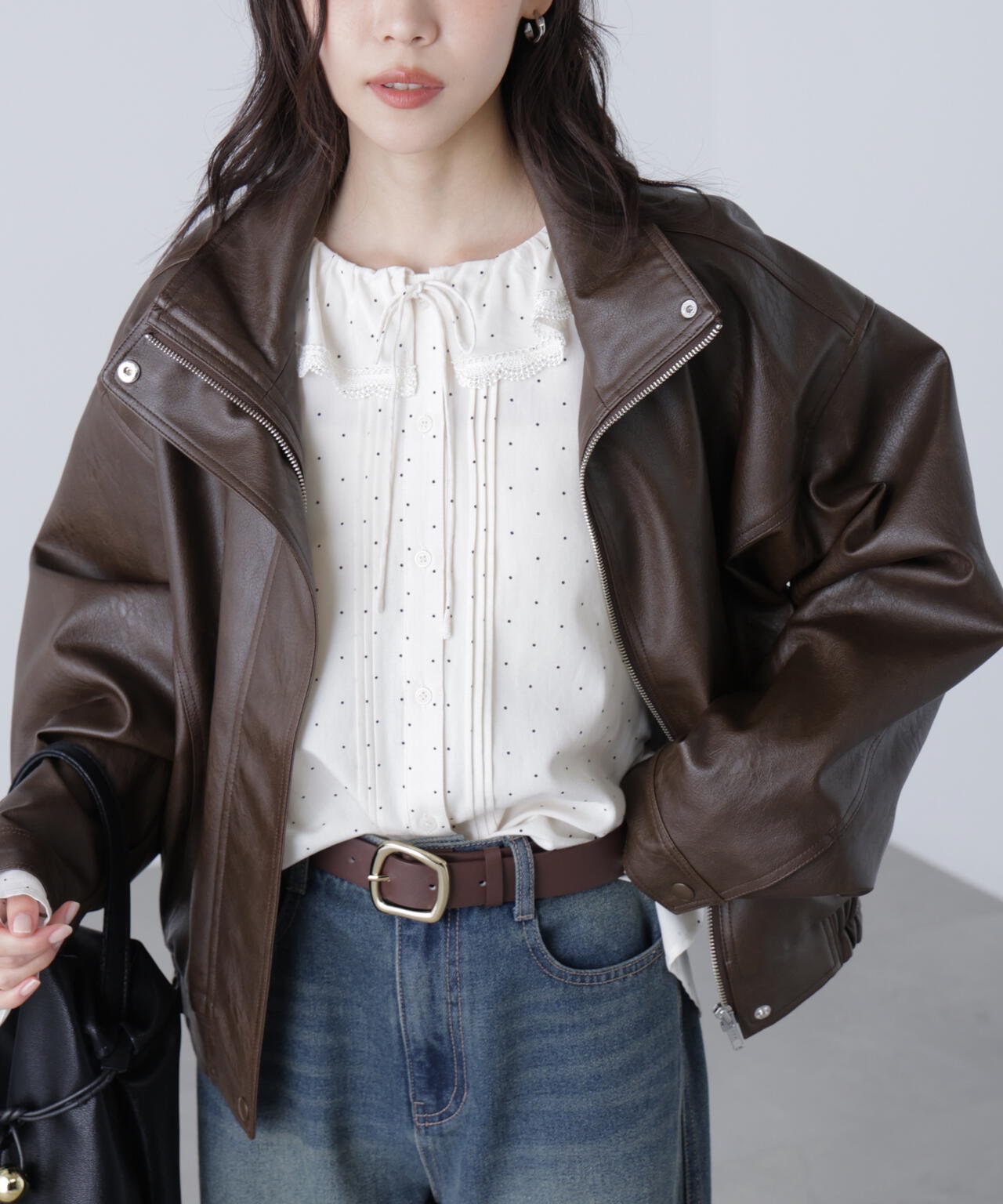 スタンド合皮ブルゾン