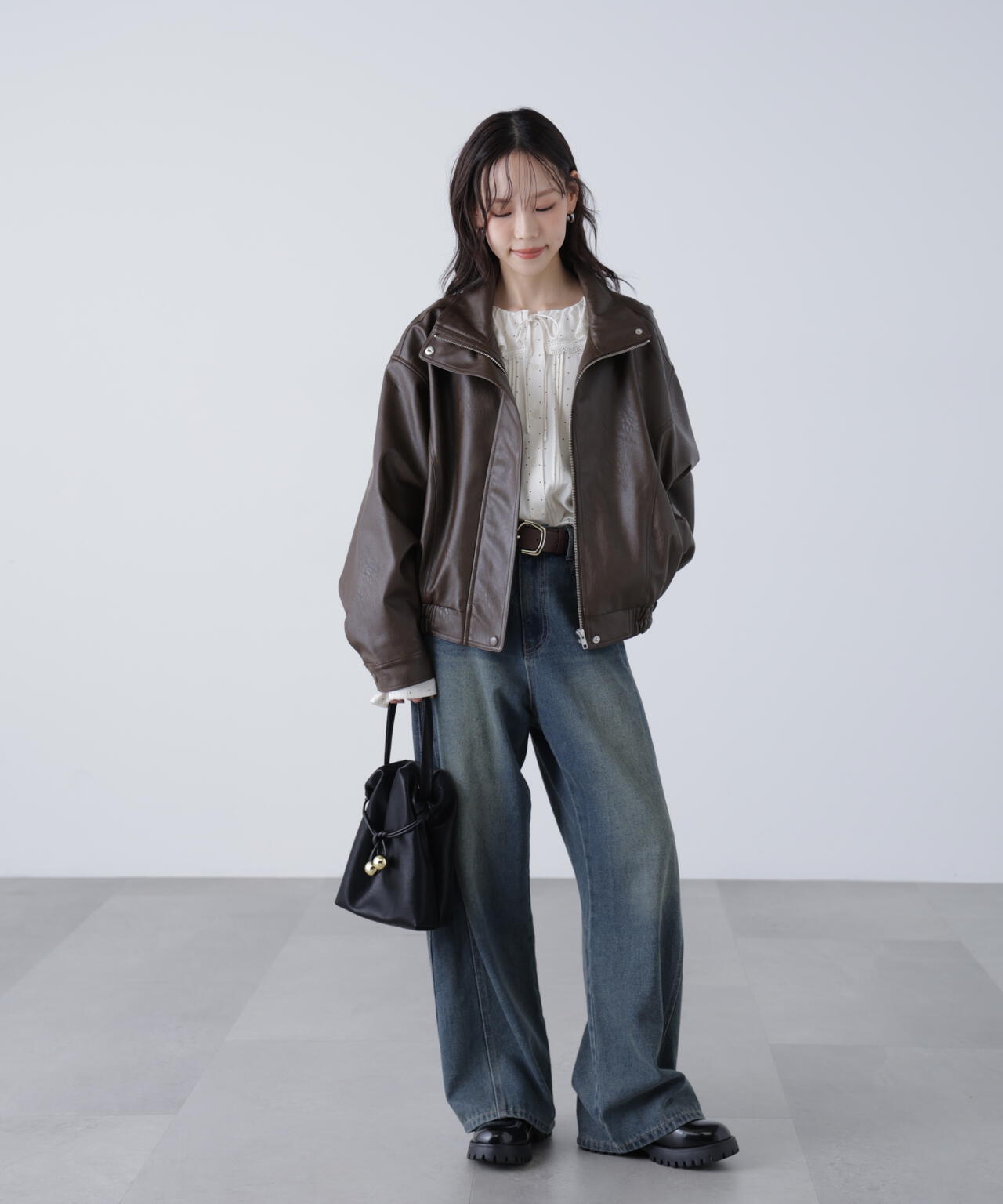 スタンド合皮ブルゾン