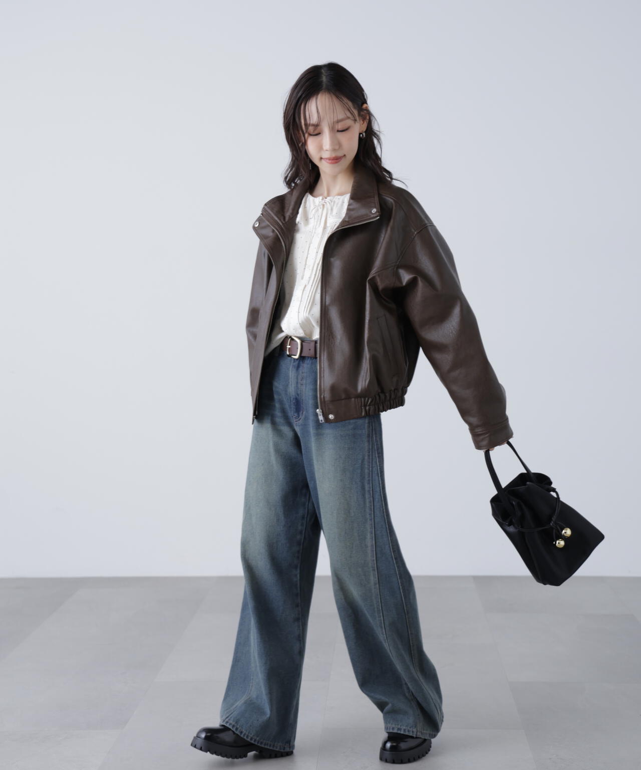 スタンド合皮ブルゾン