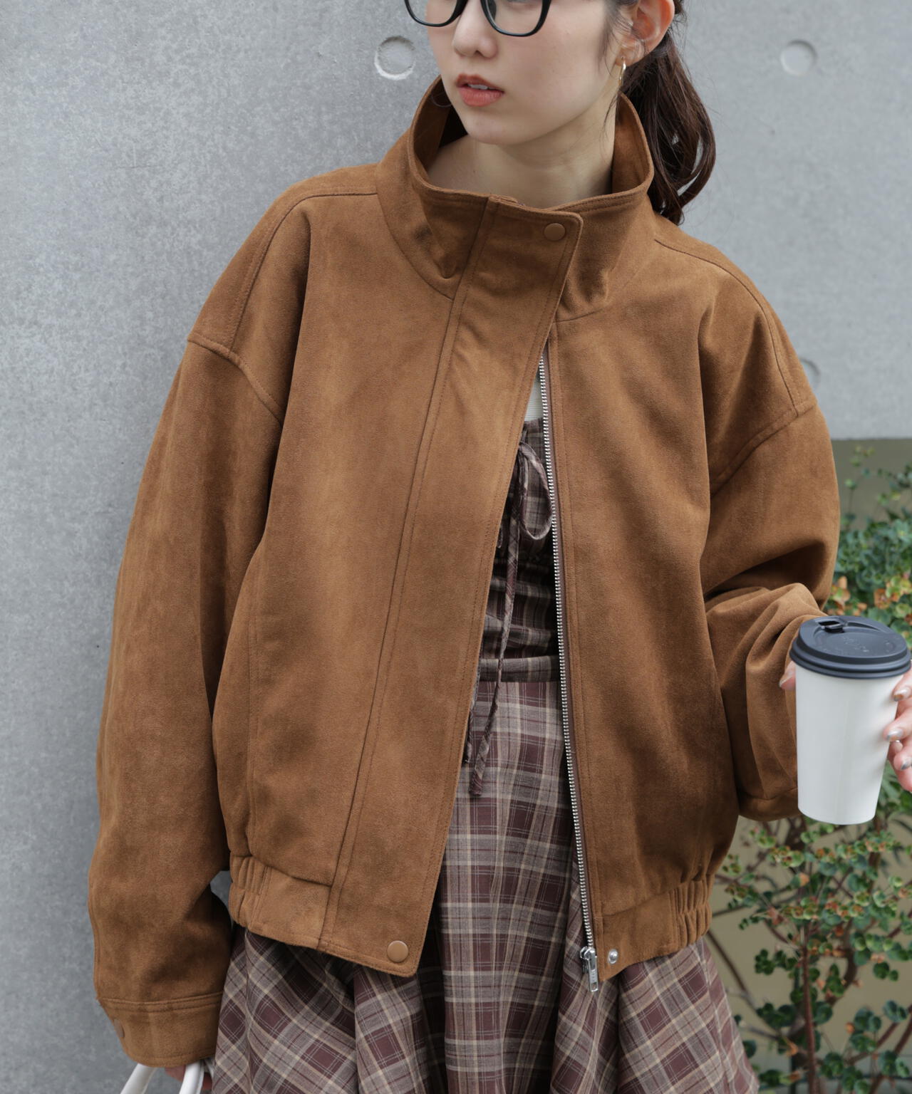 スタンド合皮ブルゾン