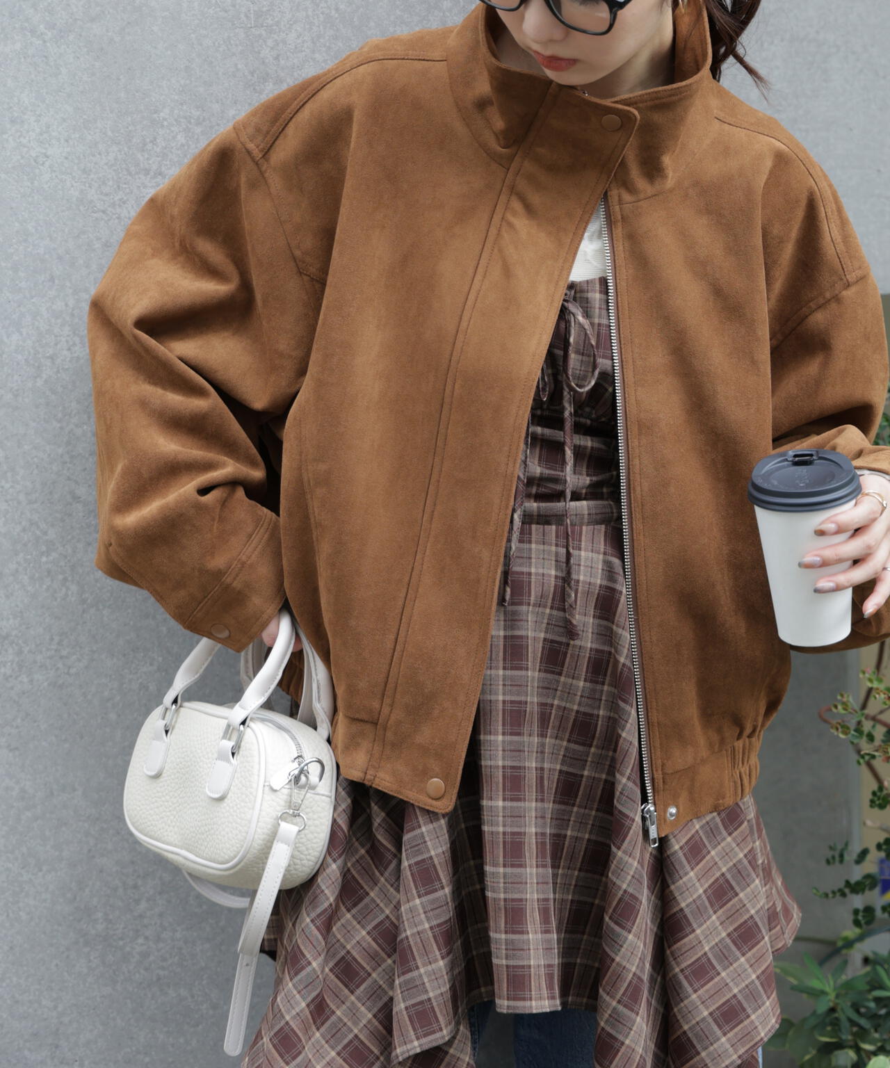 スタンド合皮ブルゾン