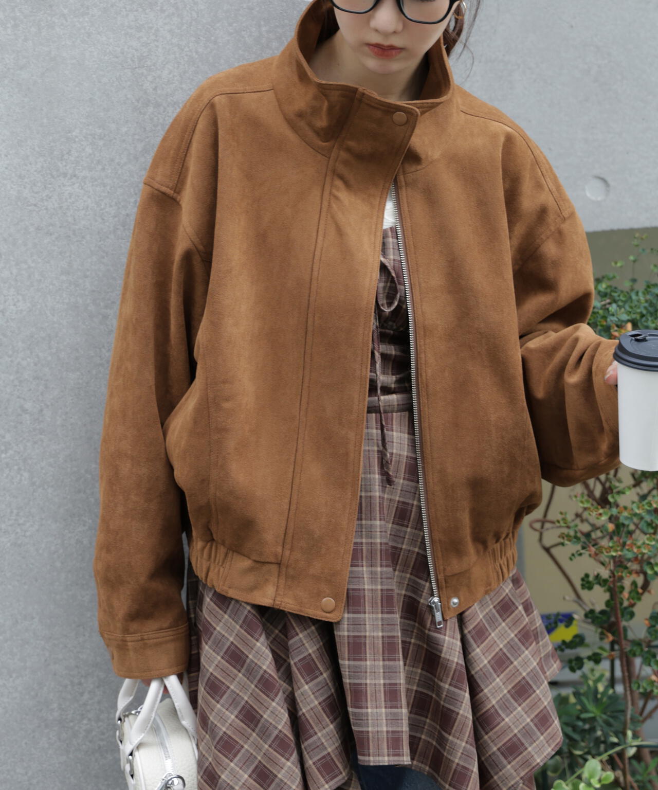 スタンド合皮ブルゾン