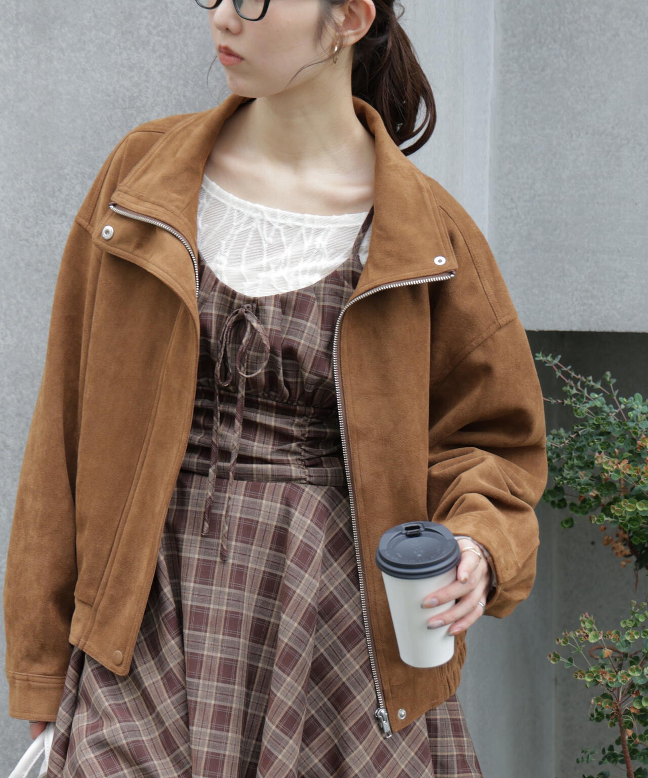 スタンド合皮ブルゾン