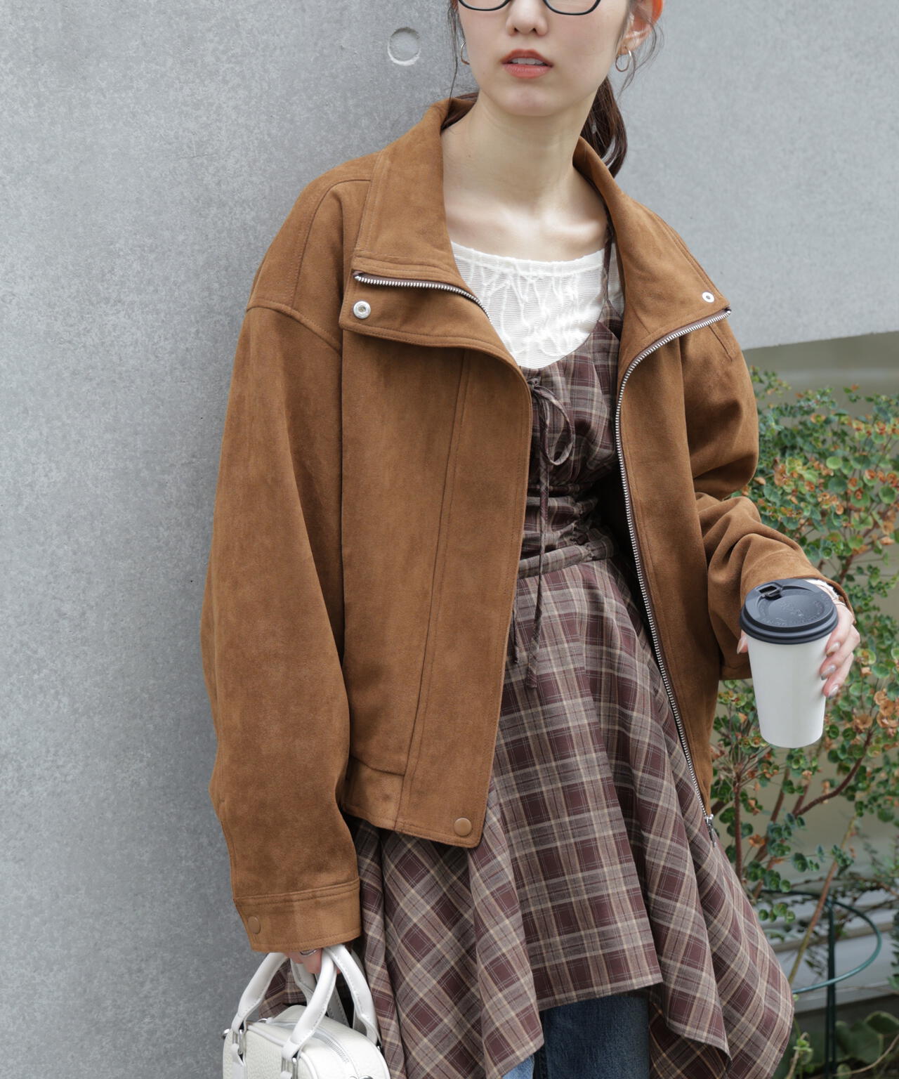 スタンド合皮ブルゾン