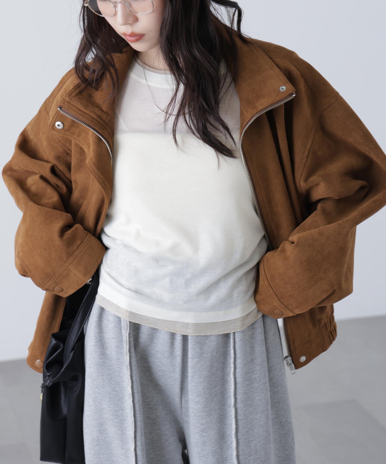 スタンド合皮ブルゾン