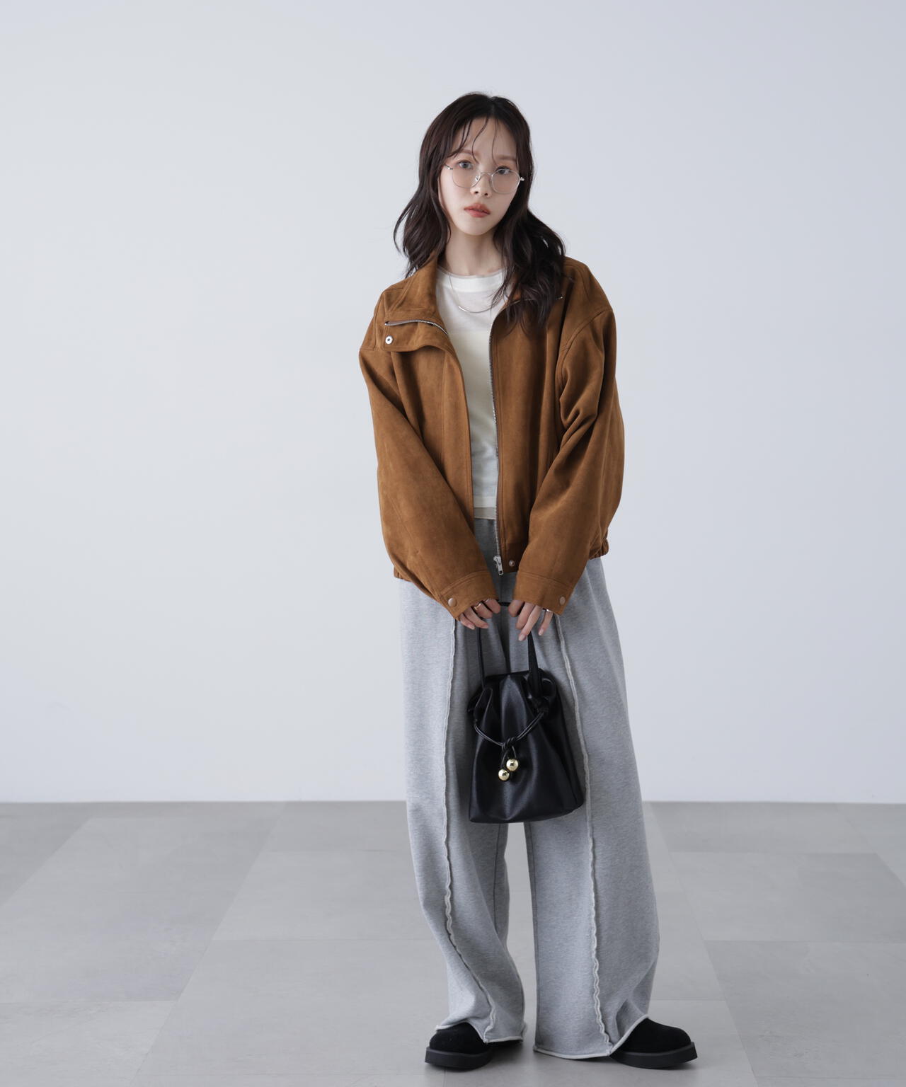 スタンド合皮ブルゾン