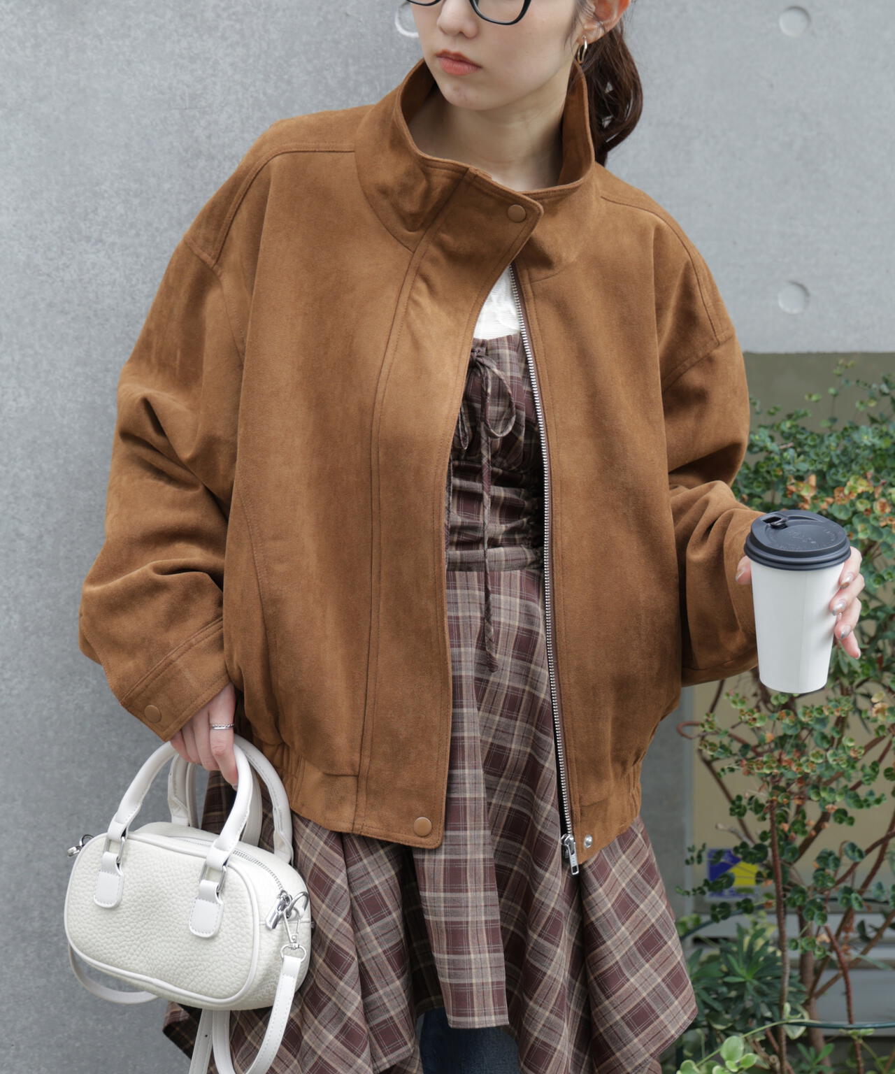 スタンド合皮ブルゾン