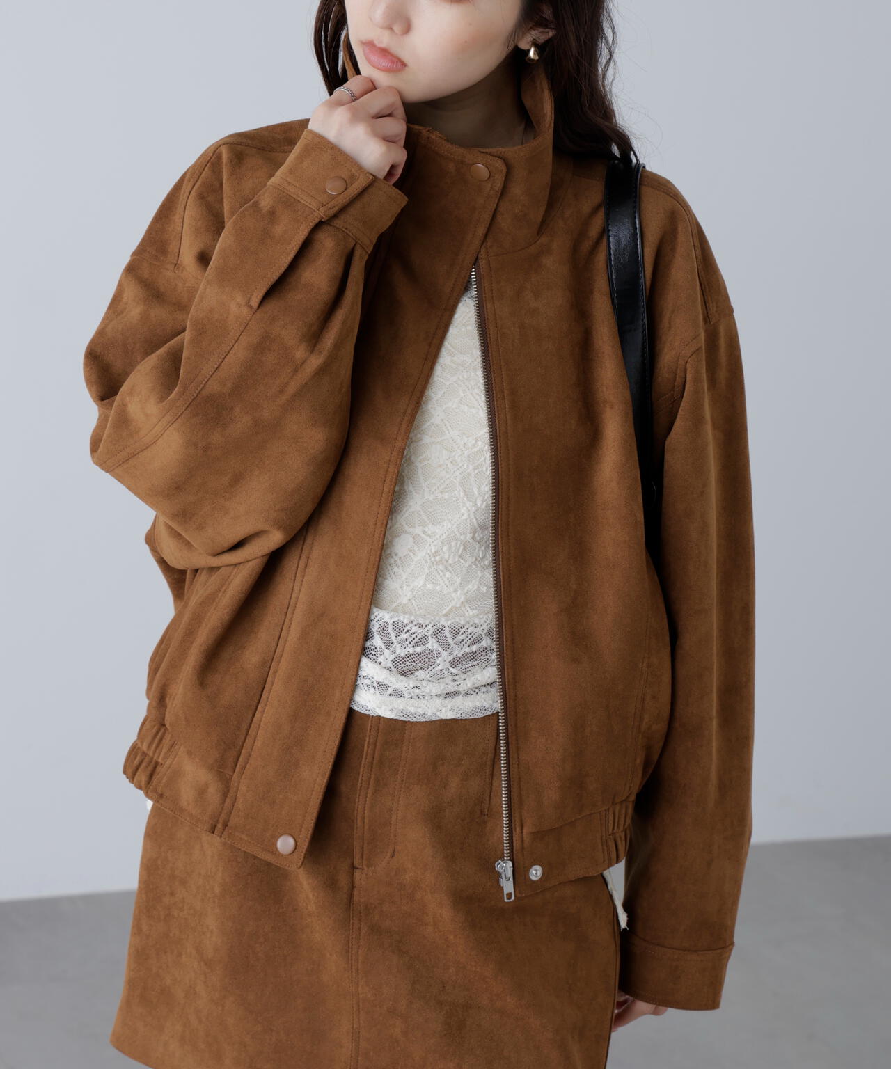 スタンド合皮ブルゾン