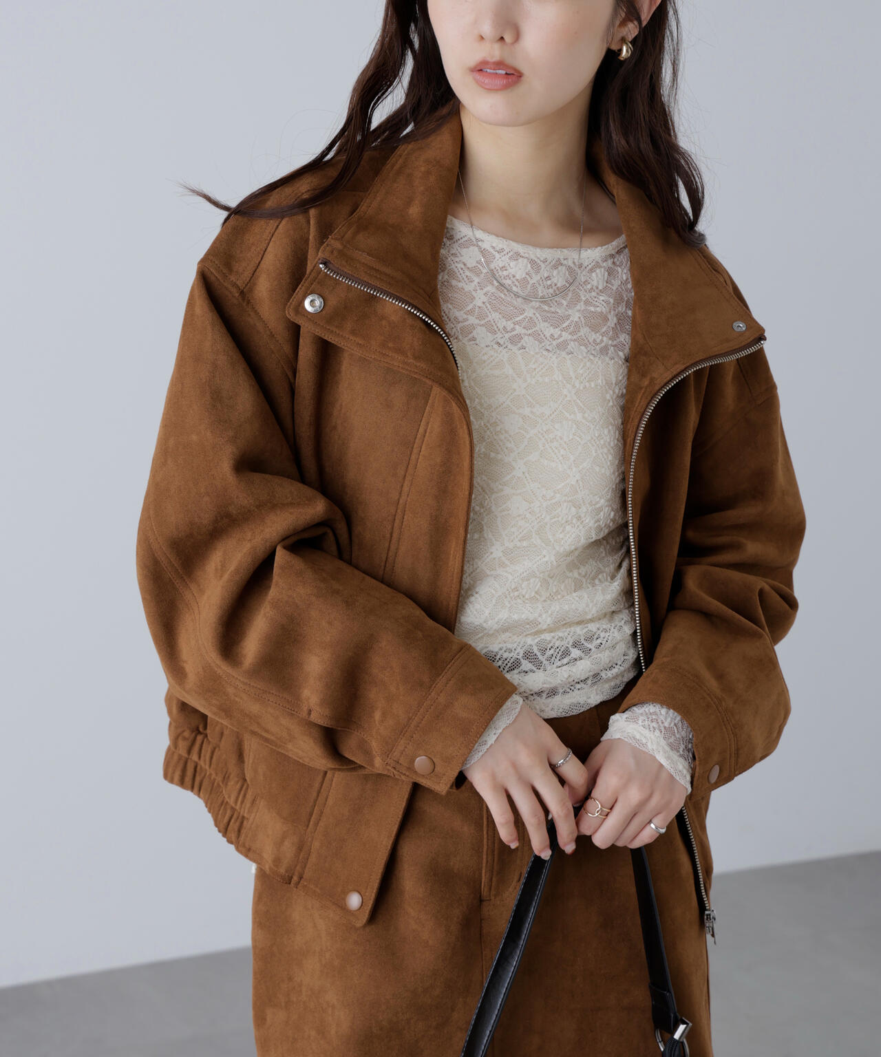 スタンド合皮ブルゾン