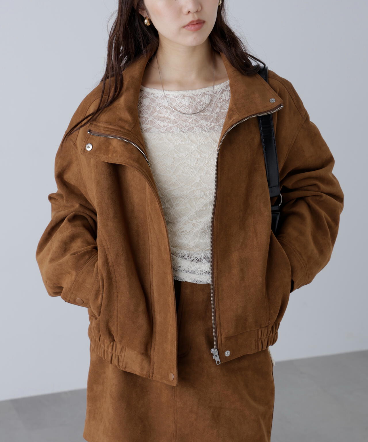 スタンド合皮ブルゾン