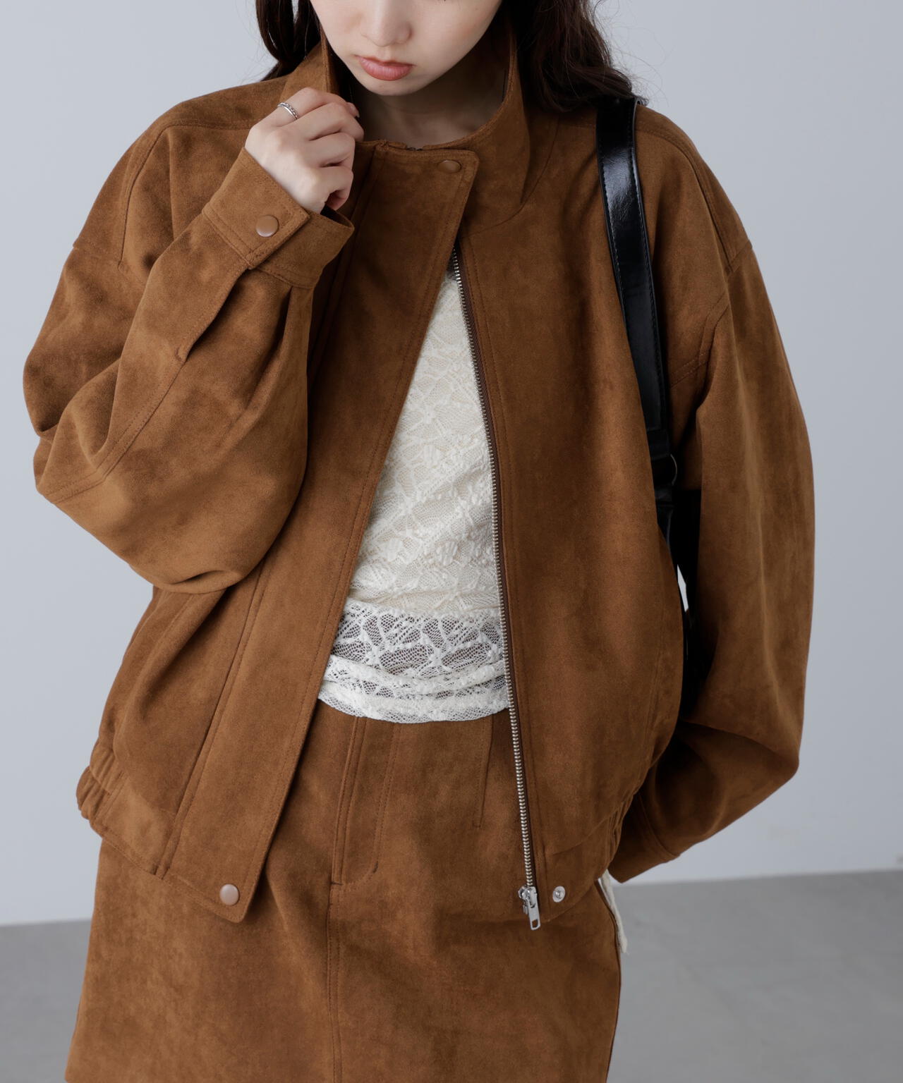 スタンド合皮ブルゾン