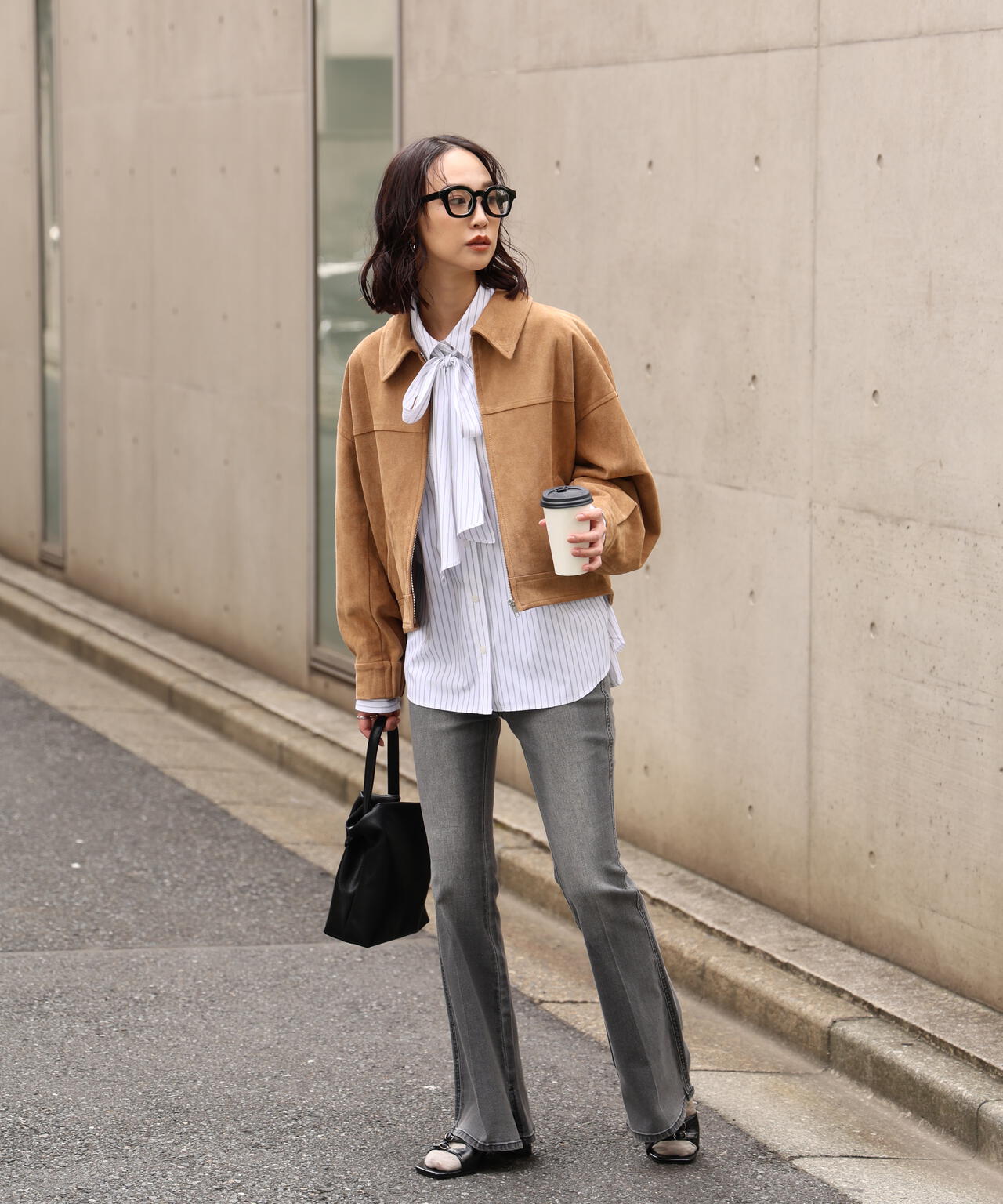 合皮ジップアップブルゾン