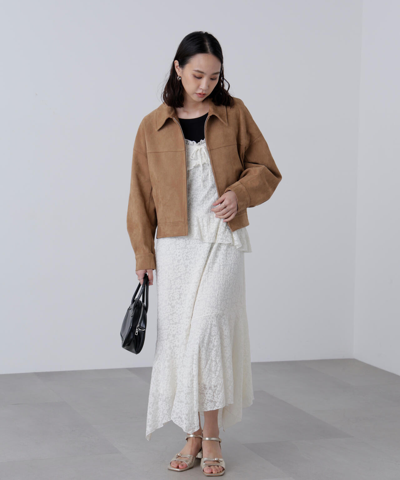 合皮ジップアップブルゾン