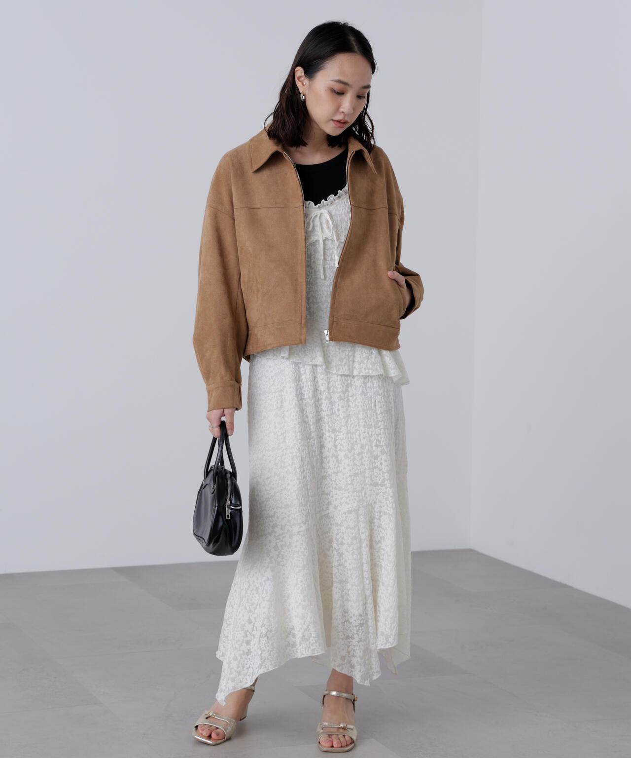 合皮ジップアップブルゾン